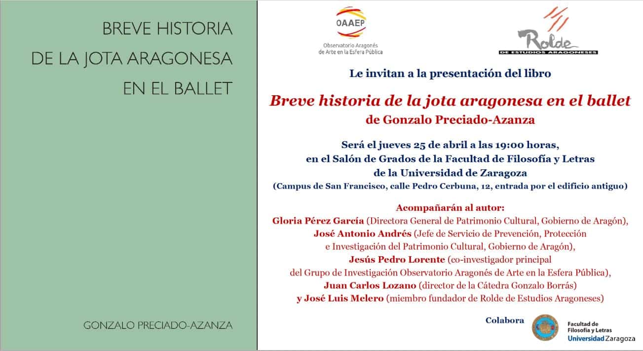 En este momento estás viendo Presentación del libro Breve historia de la jota aragonesa en el ballet, de Gonzalo Preciado-Azanza